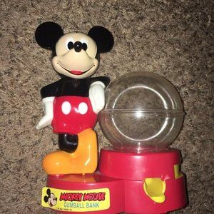 Vintage 1986 Disney Mickey Mouse Coin Bank Gumball Machine 8.5"